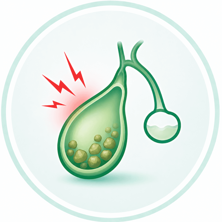 Illustration of the gallbladder and gallstones