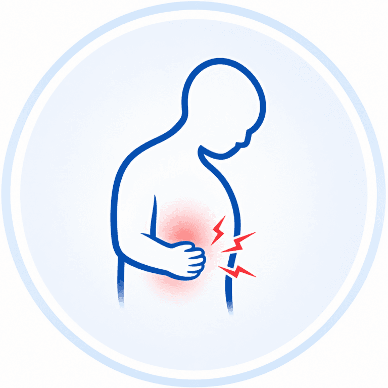 Illustration representing abdominal-wall discomfort
