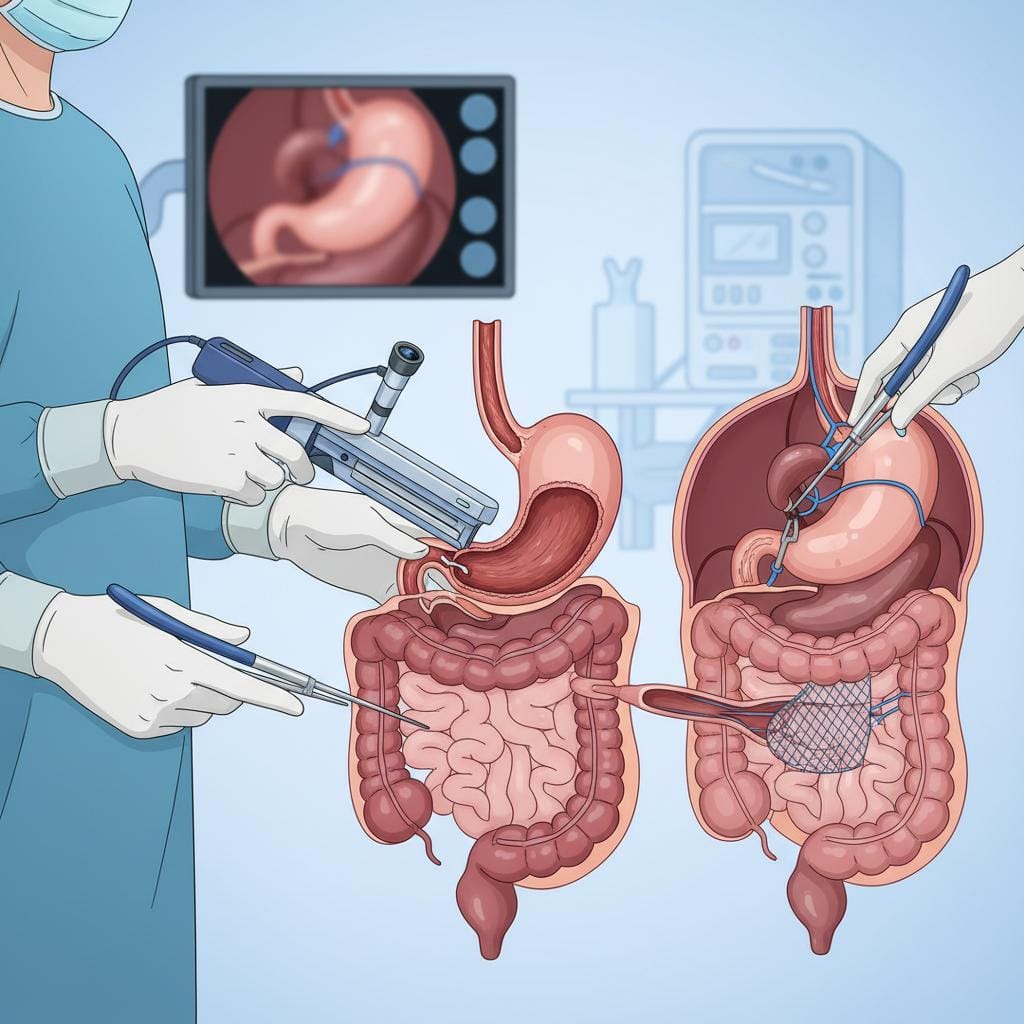 Illustration of gastrointestinal surgical evaluation and planning