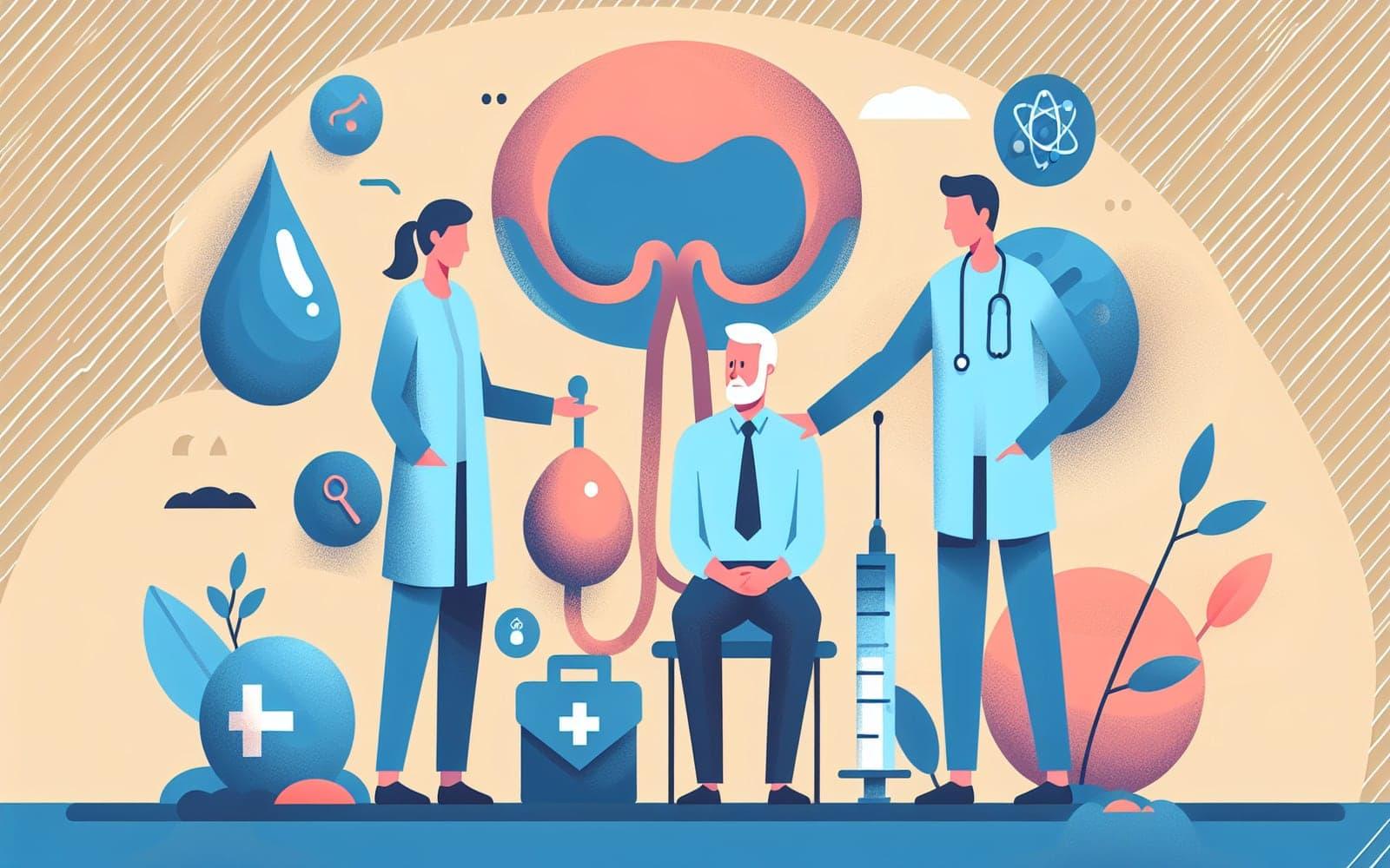 Patient discussing prostate and urinary assessment with clinicians